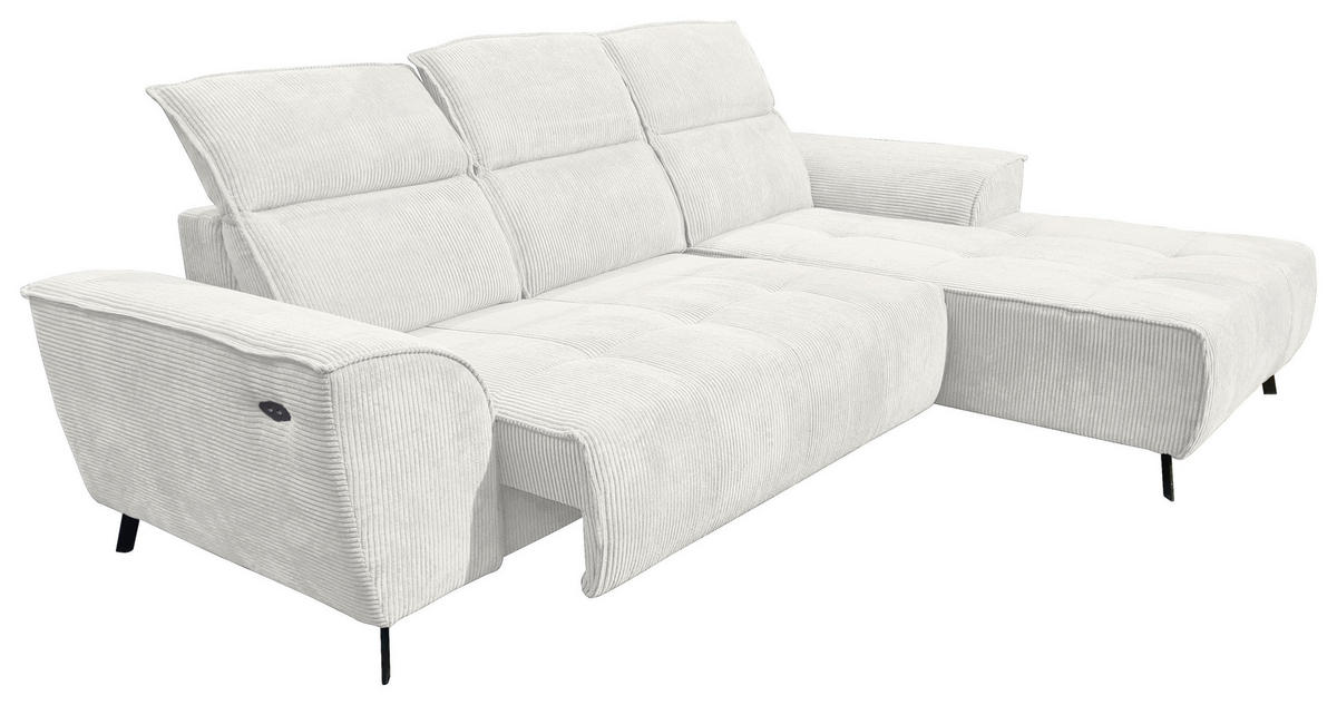 ECKSOFA Creme Cord  - Creme/Schwarz, KONVENTIONELL, Textil/Metall (290/196cm) - Carryhome