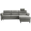 ECKSOFA in Lederlook Grau  - Schwarz/Grau, Modern, Holz/Textil (279/176cm) - Livetastic
