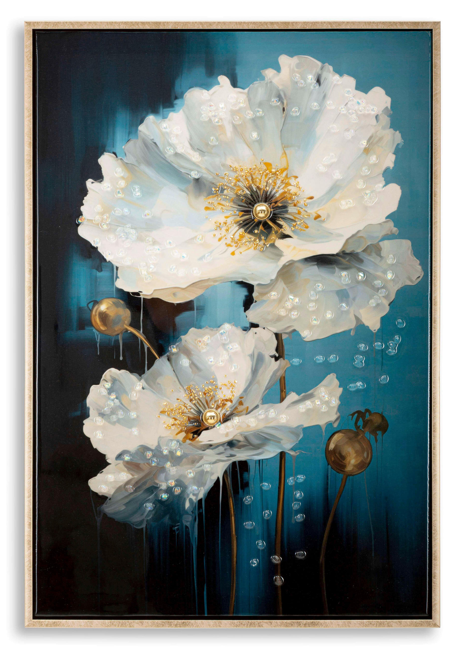 LEINWANDBILD Blumen  - Goldfarben, Basics, Holz/Textil (42/62/3.5cm)