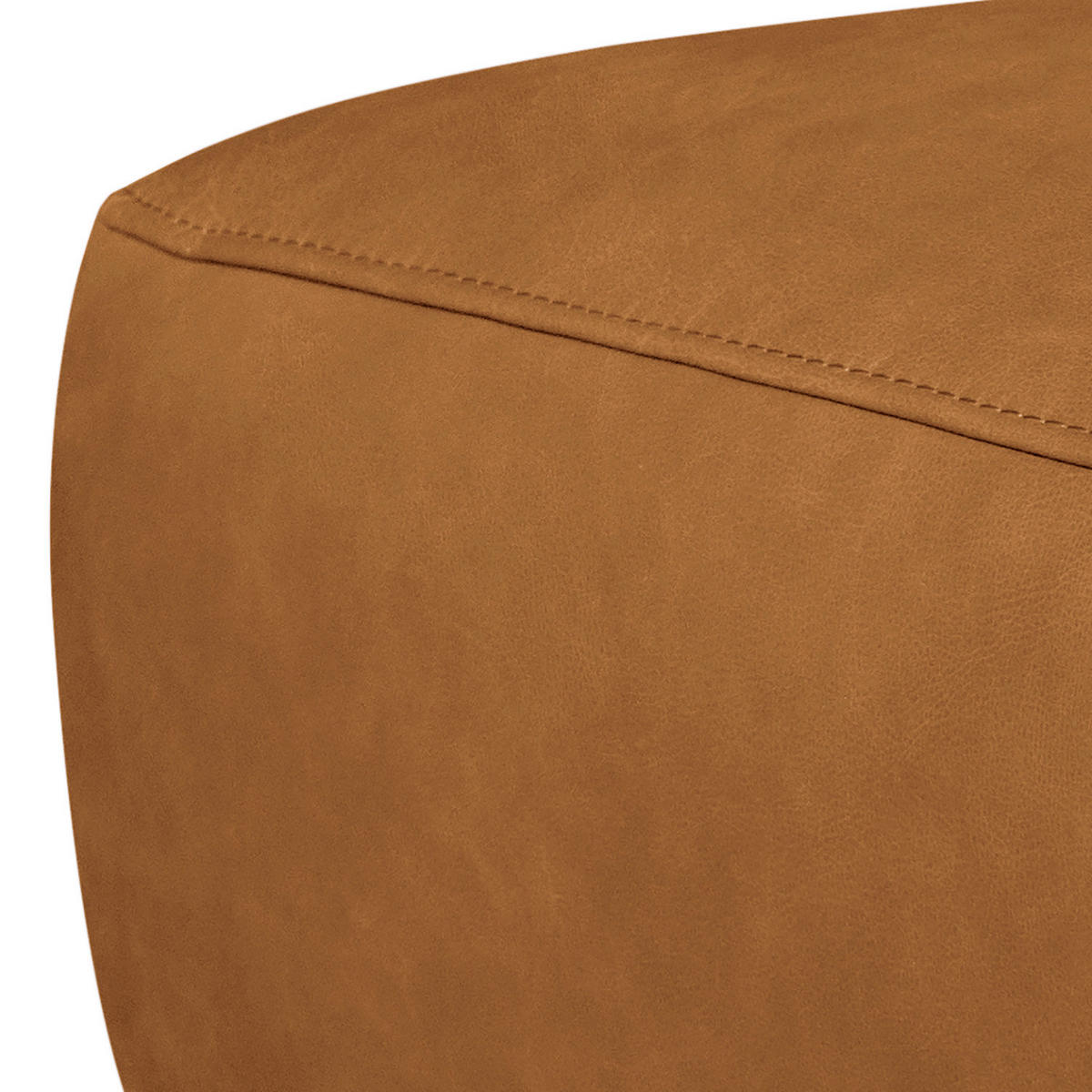 HOCKER Echtleder Cognac  - Cognac/Schwarz, Design, Leder/Metall (95/46/80cm) - Livetastic