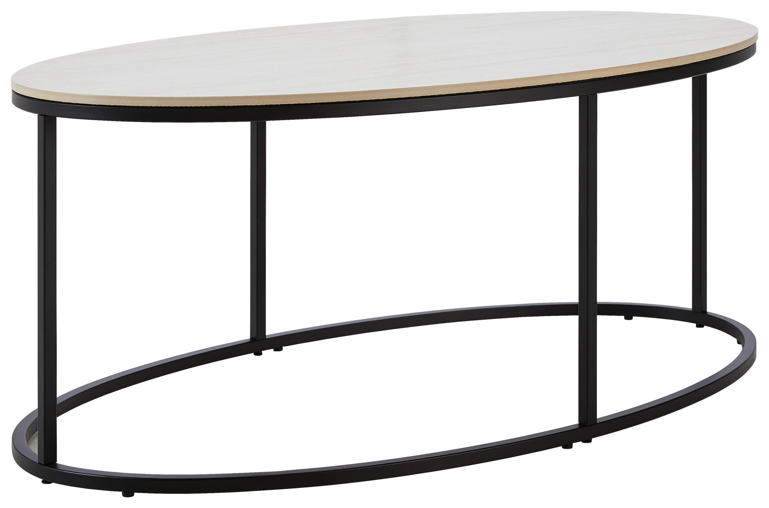 COUCHTISCH in Metall, Keramik 110/60/42 cm - Creme/Schwarz, Design, Keramik/Metall (110/60/42cm) - Xora