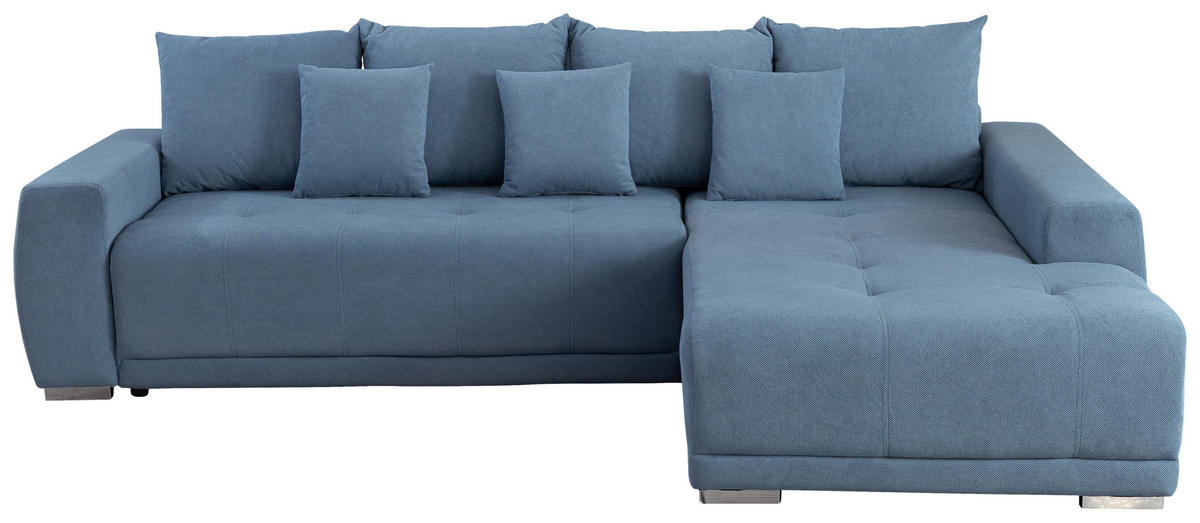 ECKSOFA in Flachgewebe Blau  280/204 cm  - Blau/Silberfarben, Design, Kunststoff/Textil (280/204cm) - MID.YOU