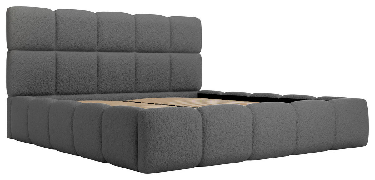 POLSTERBETT Cloudy Bettkasten, Lattenrost 140/200 cm  in Dunkelgrau  - Dunkelgrau/Schwarz, Design, Holz/Textil (140/200cm) - Boxxx