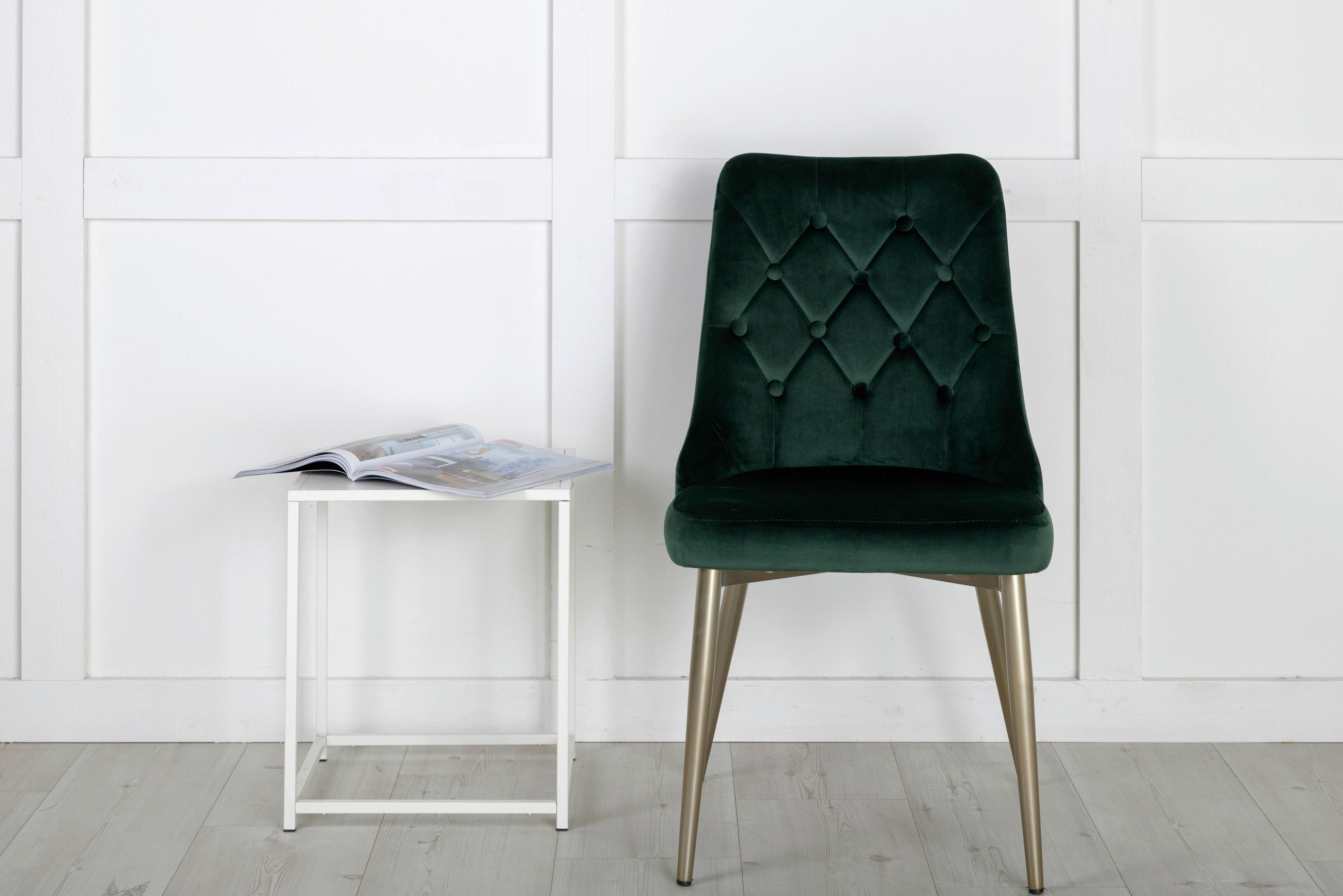 STOLSET 2 styck stål  - grön/guldfärgad, Design, metall/textil (50/88.5/66cm) - Livetastic