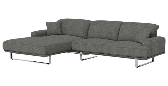 ECKSOFA in Webstoff Grau  - Grau, Design, Textil/Metall (184/304cm) - Dieter Knoll