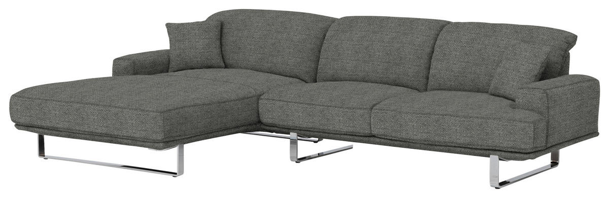 ECKSOFA in Webstoff Grau  - Grau, Design, Textil/Metall (184/304cm) - Dieter Knoll