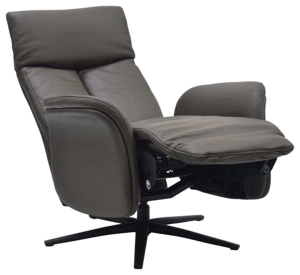 RELAXSESSEL Lederlook Echtleder    - Dunkelbraun/Schwarz, Design, Leder/Holz (75/109/84/148/84cm) - Livetastic