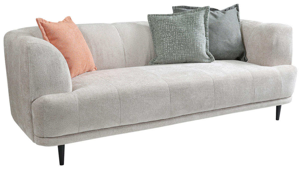 3-SITZER-SOFA in Flachgewebe Creme  - Creme/Schwarz, Design, Textil/Metall (226/77/106cm) - MID.YOU