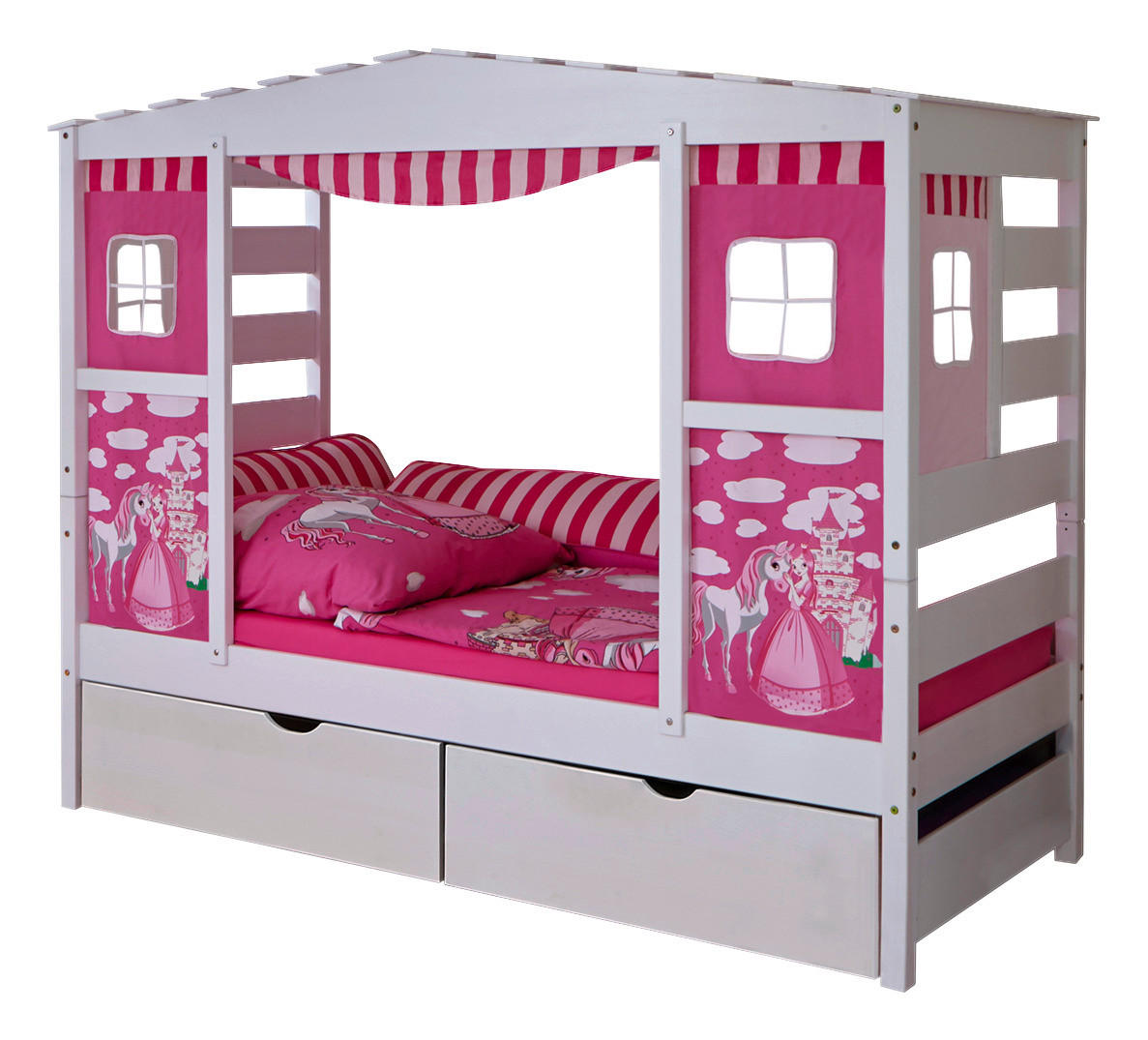 DĚTSKÁ POSTEL SE STŘÍŠKOU, 90/200 cm pink - pink, Moderní, dřevo (90/200cm) - MID.YOU