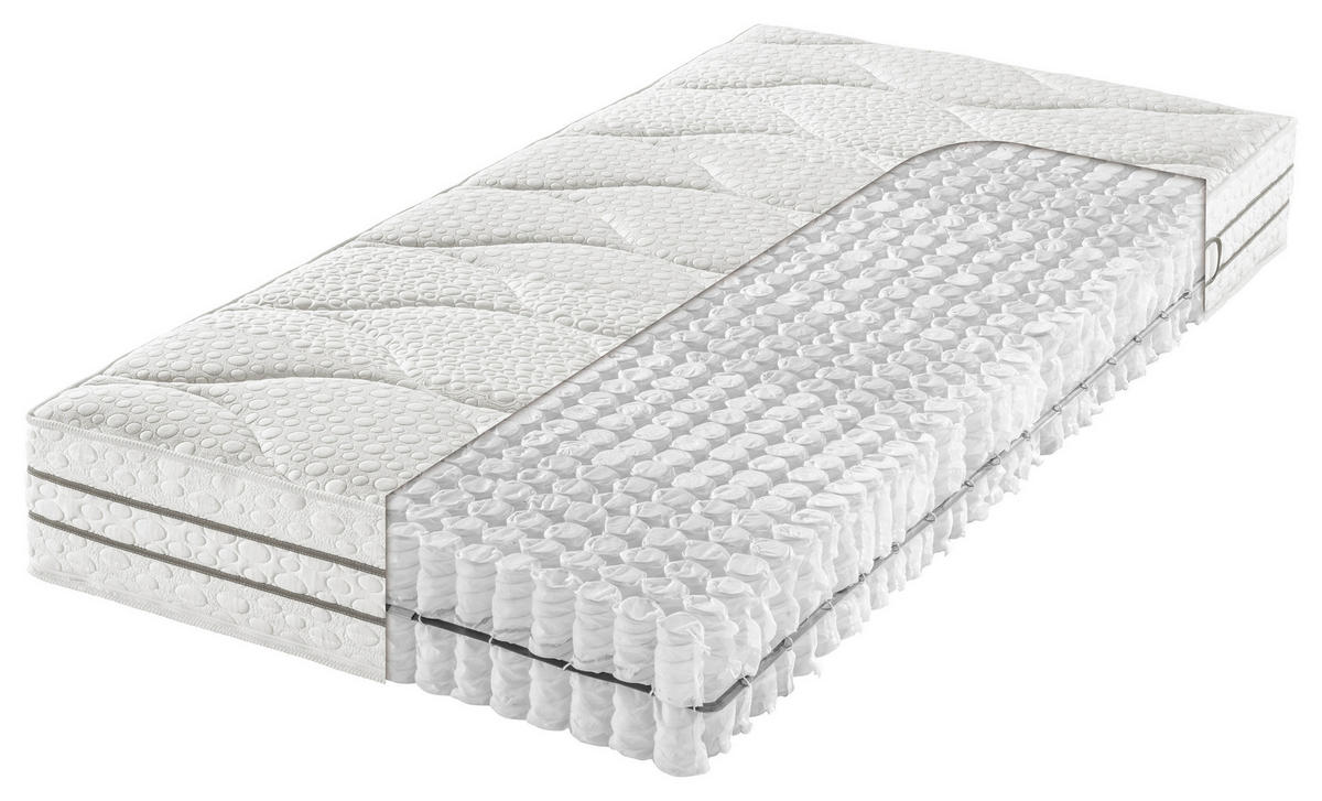 TASCHENFEDERKERNMATRATZE 200/200 cm Höhe ca. 24 cm 7 -Zonen - Weiß, Basics, Textil (200/200cm) - FAN