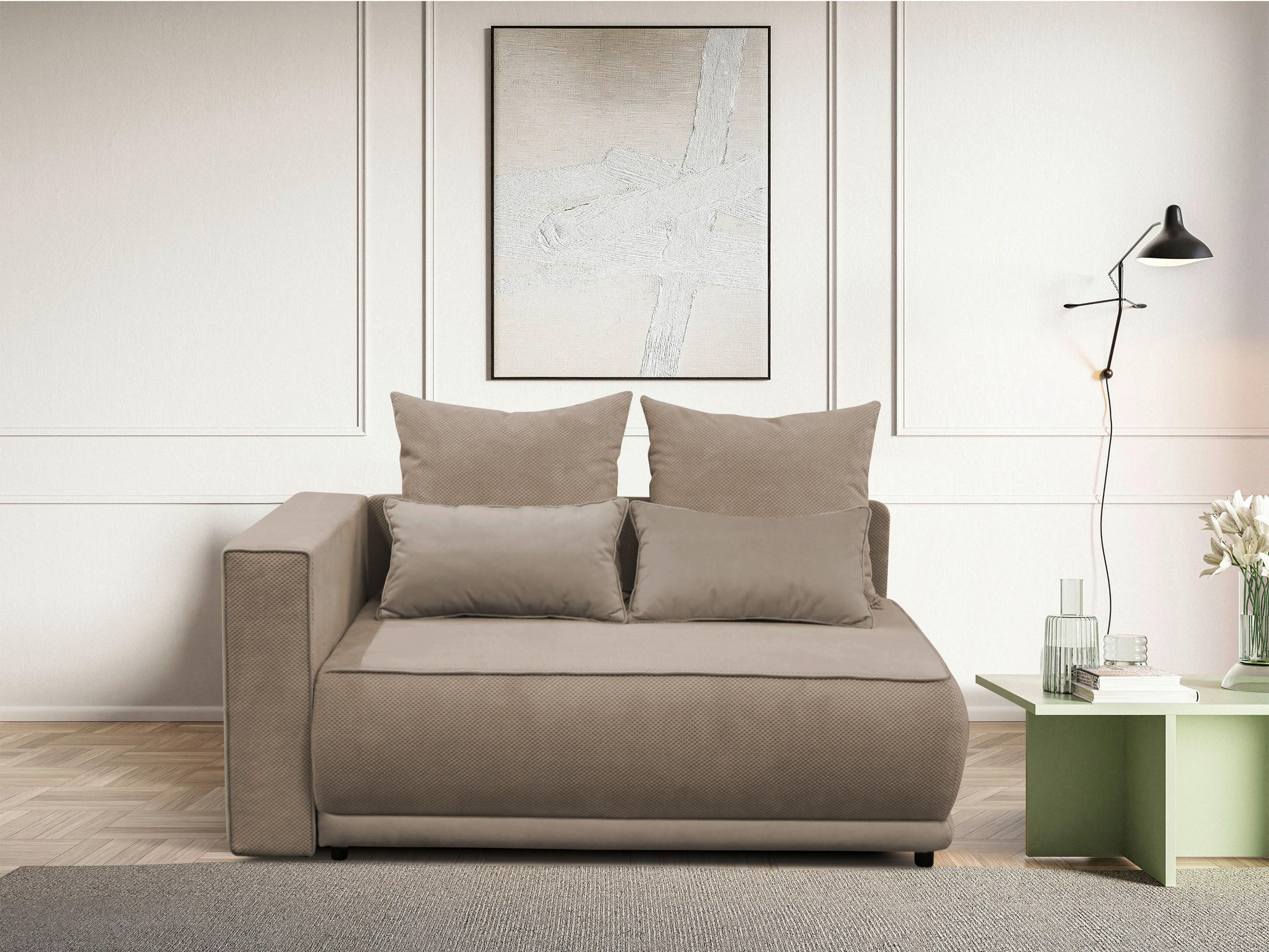 RÉCAMIERE in Plüsch Taupe  - Taupe/Schwarz, Design, Kunststoff/Textil (168/73/99cm) - MID.YOU