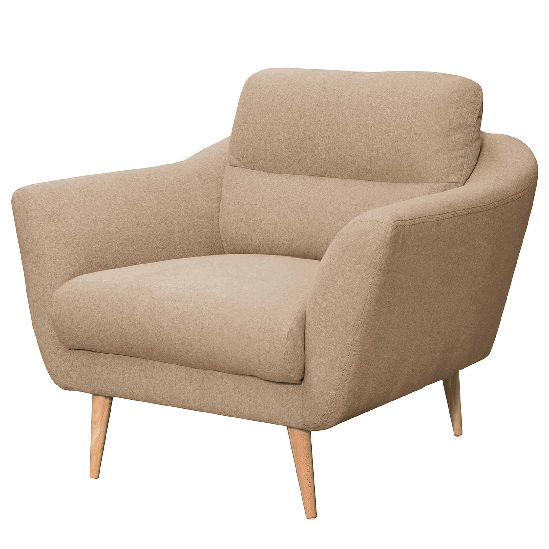 SESSEL in Webstoff Beige  - Beige/Buchefarben, Design, Holz/Textil (92/87/88cm) - Livetastic