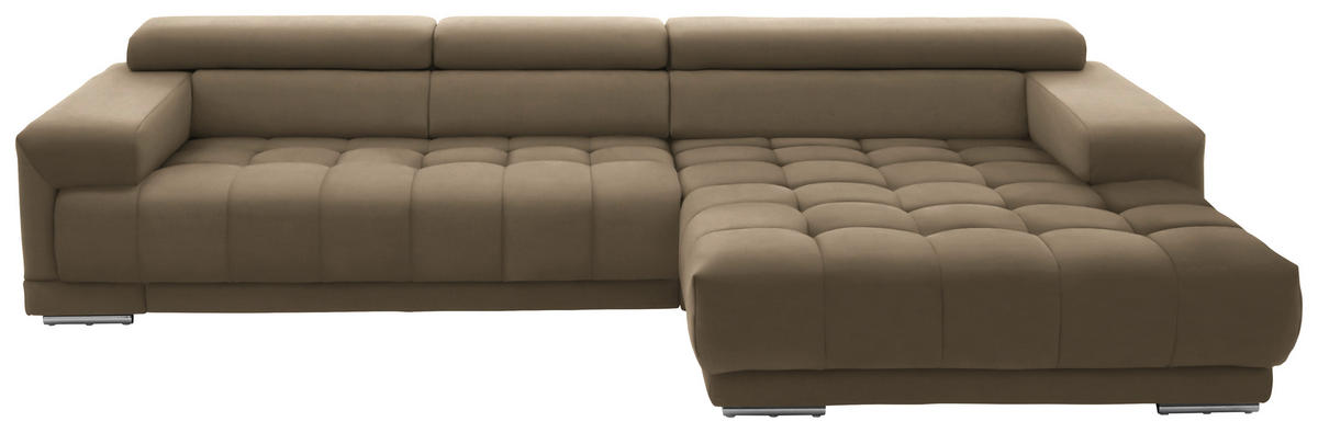 ECKSOFA  in Mikrofaser Hellbraun  335/190 cm  - Hellbraun/Silberfarben, Design, Textil/Metall (335/190cm) - Beldomo Speed