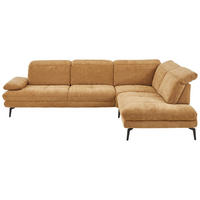 ECKSOFA Beldomo System Dunkelgelb Chenille Rücken echt, Kopfteilverstellung  - Dunkelgelb/Schwarz, Design, Textil/Metall (311/235cm) - Beldomo System