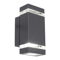 AUßENWANDLEUCHTE FOCUS   - Klar/Anthrazit, Design, Glas/Metall (23,50/11,00/10,90cm)