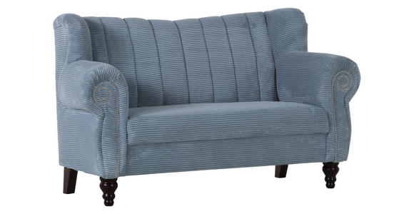 2-SITZER-SOFA in Cord Hellblau  - Dunkelbraun/Hellblau, Design, Holz/Textil (168/96/75cm) - Ambia Home