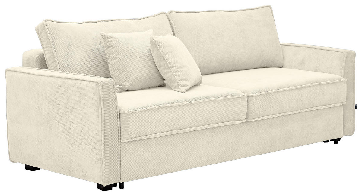 SCHLAFSOFA in Textil Creme  - Blaugrau/Creme, Design, Holz/Textil (240/75/110cm) - home24