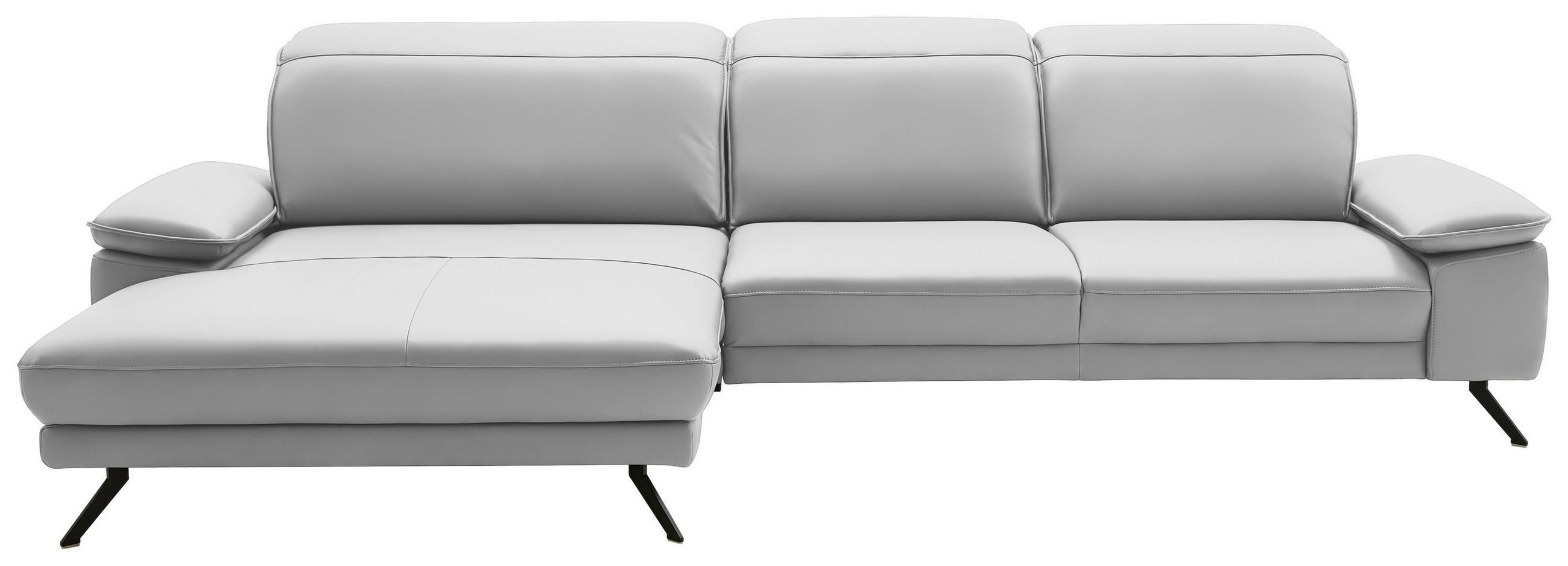ECKSOFA in Echtleder Weiss  - Weiss/Schwarz, Design, Leder/Metall (193/332cm) - Dieter Knoll
