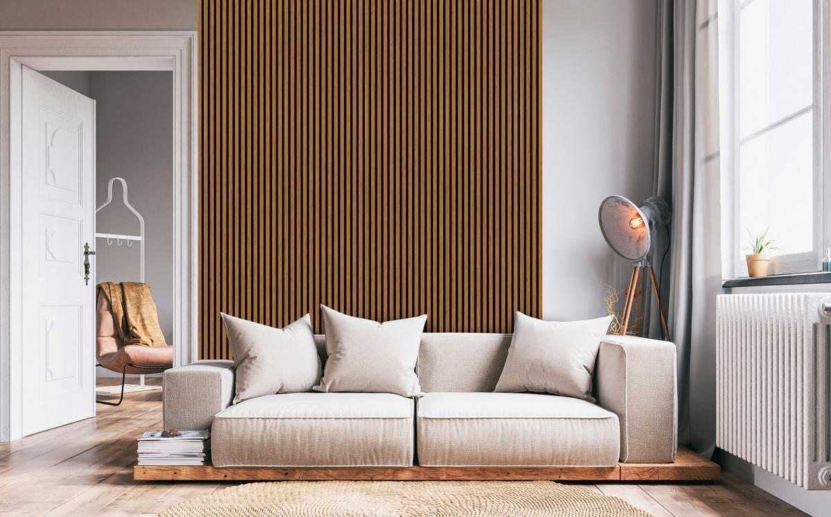 AKUSTIKPANEEL Eiche Geräuchert furniert 57.25/1.9/240 cm  - Eichefarben, KONVENTIONELL, Holzwerkstoff/Textil (57.25/1.9/240cm)