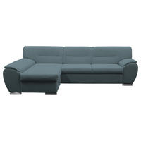 KOTNA SEDEŽNA GARNITURA, gladka tkanina modra  - srebrne barve/modra, Design, umetna masa/tekstil (167/281cm) - MID.YOU