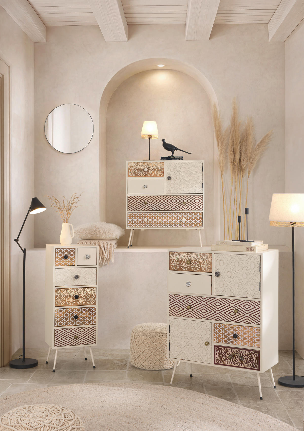 KOMMODE , 80/90/35 cm, 4 Schublade(n)  - Goldfarben/Schwarz, LIFESTYLE, Holz/Metall (80/90/35cm) - Landscape