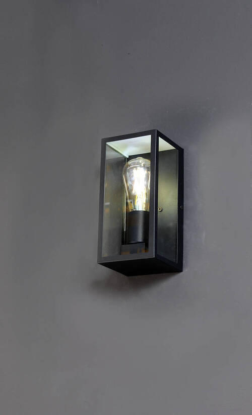 AUßENWANDLEUCHTE Karo 11/23,6/11 cm   - Klar/Schwarz, Basics, Glas/Metall (11/23,6/11cm)