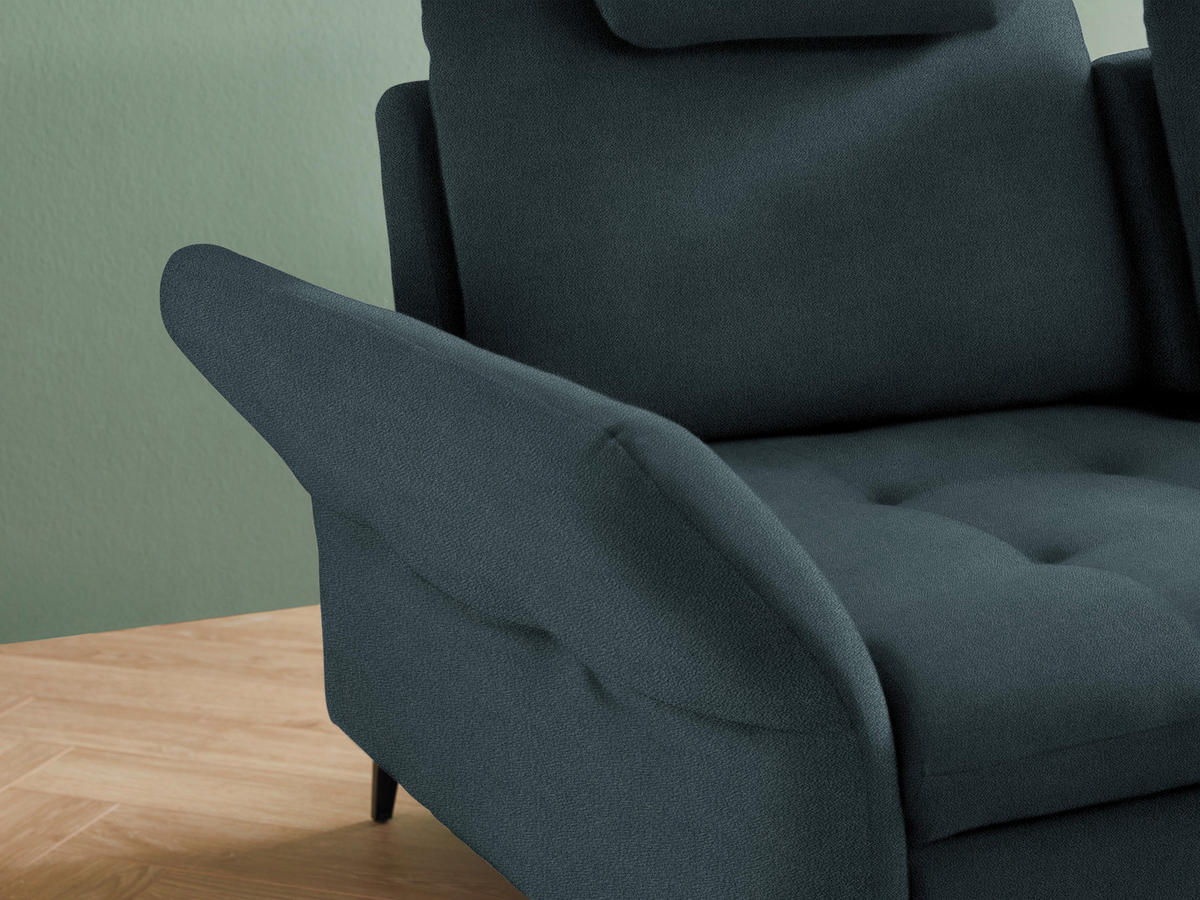 ECKSOFA in Flachgewebe Blau  288/233 cm  - Blau/Schwarz, Natur, Textil/Metall (288/233cm) - Valnatura