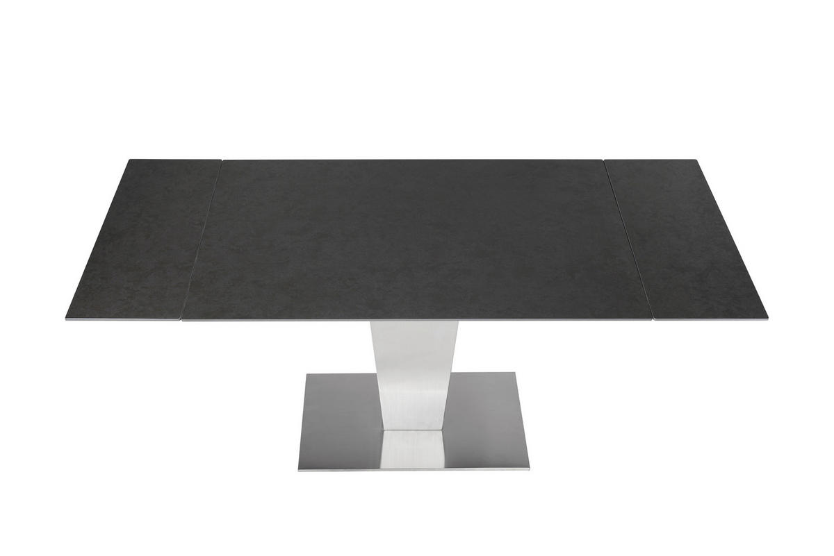 ESSTISCH Anthrazit, Edelstahlfarben rechteckig  ausziehbar  - Edelstahlfarben/Anthrazit, Design, Keramik/Metall (120-179/80/76cm) - Novel