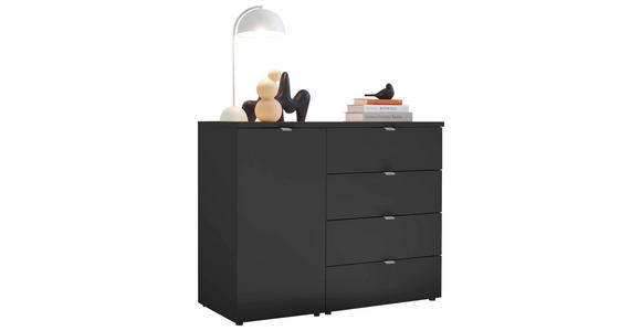 KOMMODE , 100/78,4/43 cm, 4  - Chromfarben/Schwarz, Basics, Holzwerkstoff/Metall (100/78,4/43cm) - Dieter Knoll