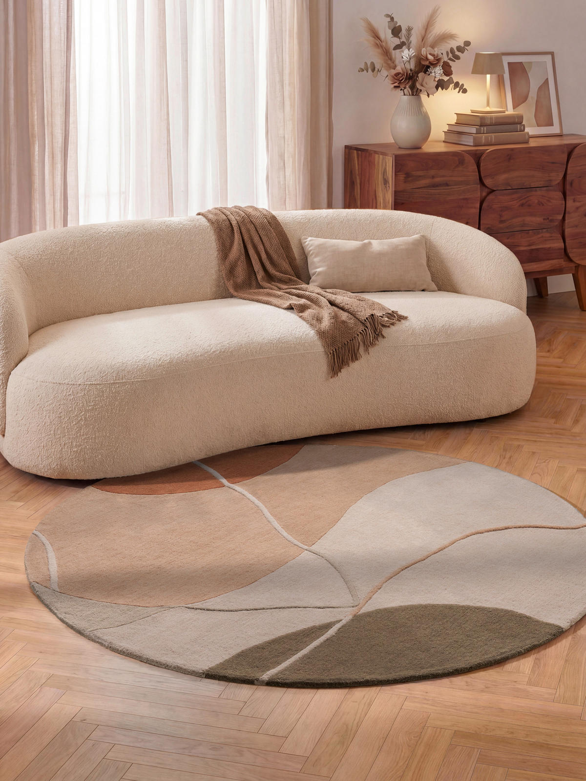 WOLLTEPPICH 200 cm Kollektion 1876 Arteo Creme, Rosa rund  - Creme/Rosa, Basics, Textil (200cm) - Villeroy & Boch