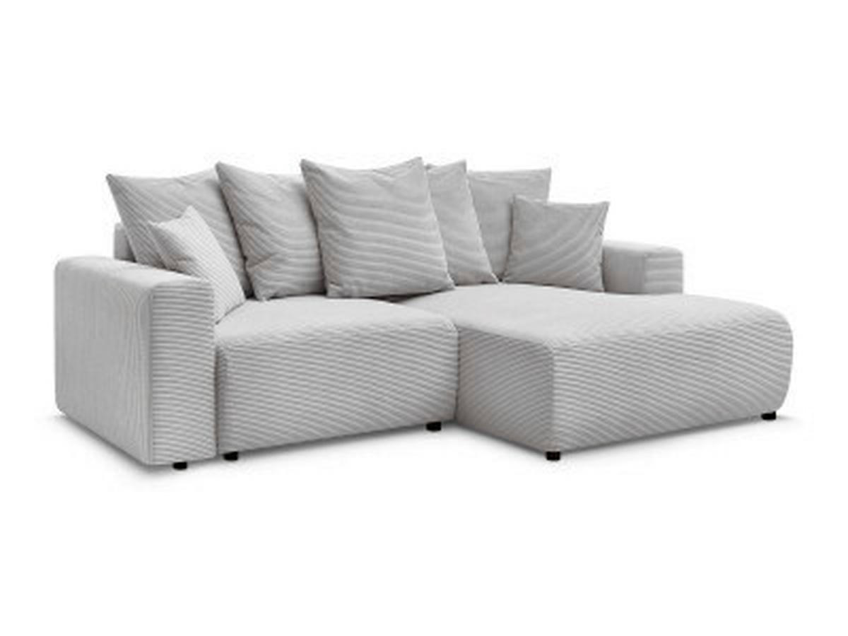 ECKSOFA Ottomane rechts  ATILLA Hellgrau Cord  - Hellgrau/Schwarz, MODERN, Kunststoff/Textil (244/149cm)