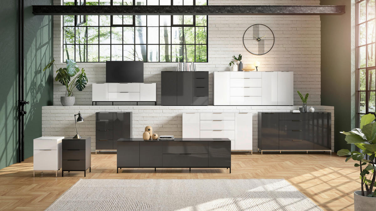 NACHTSCHRANK 45/60/40 cm  - Chromfarben/Anthrazit, Basics, Glas/Holzwerkstoff (45/60/40cm)