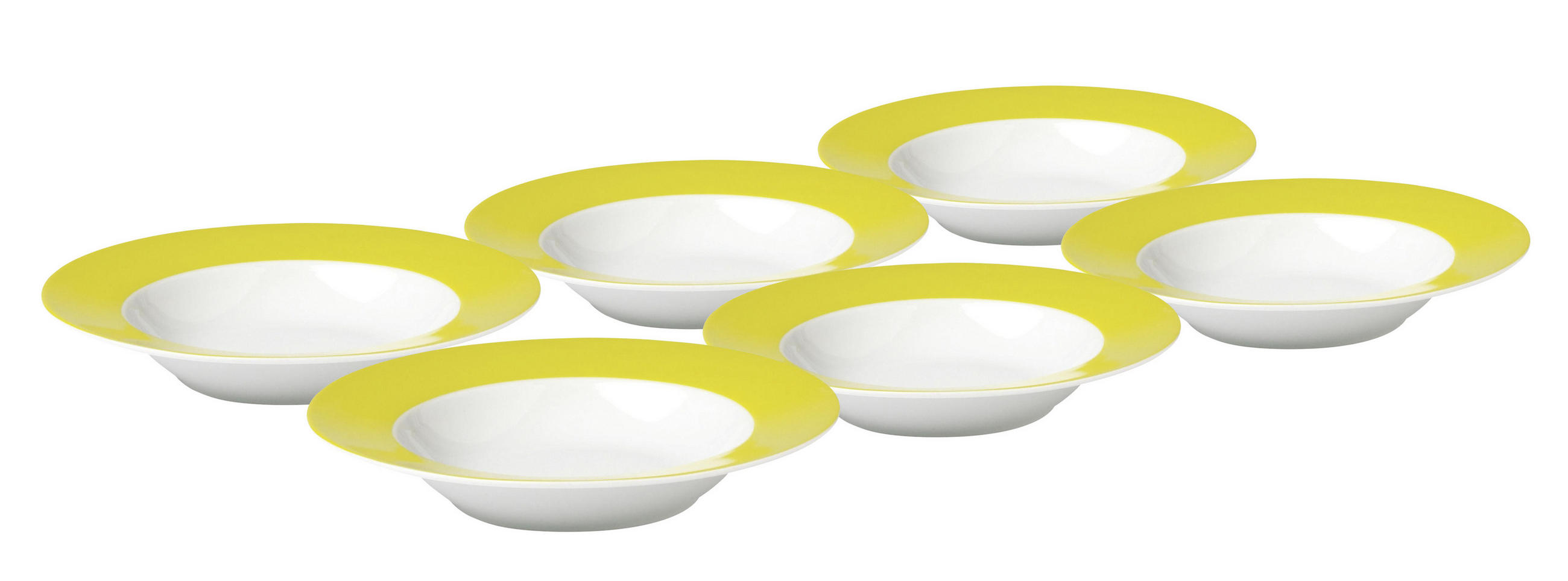 SUPPENTELLERSET VARIO 6-teilig - Gelb/Weiß, Basics, Keramik (22cm)