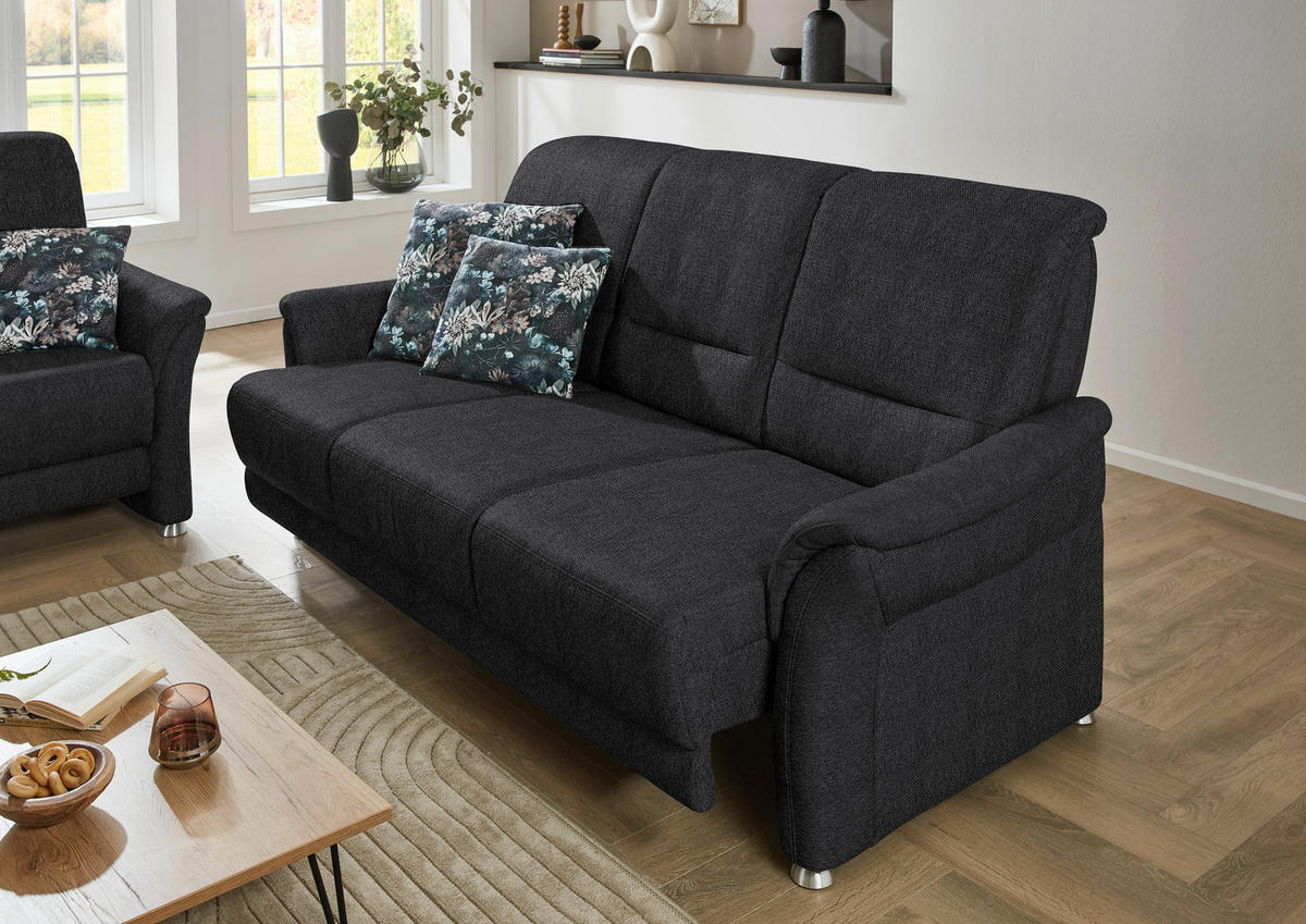 SITZGARNITUR Flachgewebe Schwarz  - Alufarben/Schwarz, Konventionell, Textil/Metall (198/172/96/93cm) - Beldomo Premium