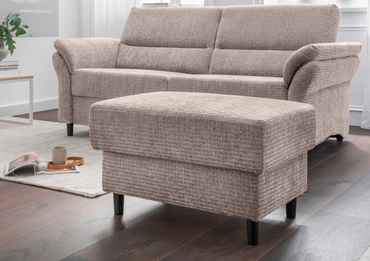 HOCKER in Textil Beige  - Beige/Schwarz, MODERN, Holz/Textil (76/46/55cm) - Livetastic
