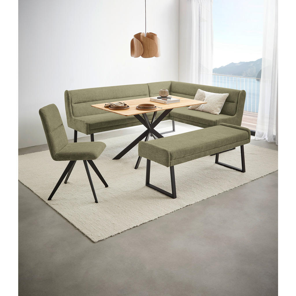 Thumbnail - Novel Eckbank, Grün, Schwarz, Metall, Textil, 4-Sitzer, L-Form, Eckteil, Ottomane links, 217x159 cm, in verschiedenen Gr...