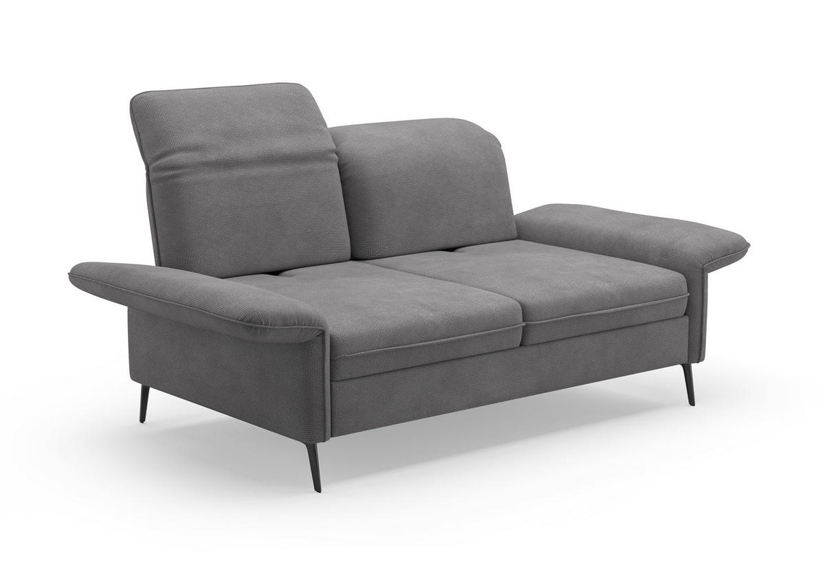 3-SITZER-SOFA in Flachgewebe Grau  - Schwarz/Grau, Konventionell, Textil/Metall (199/92/123cm) - Sit & More