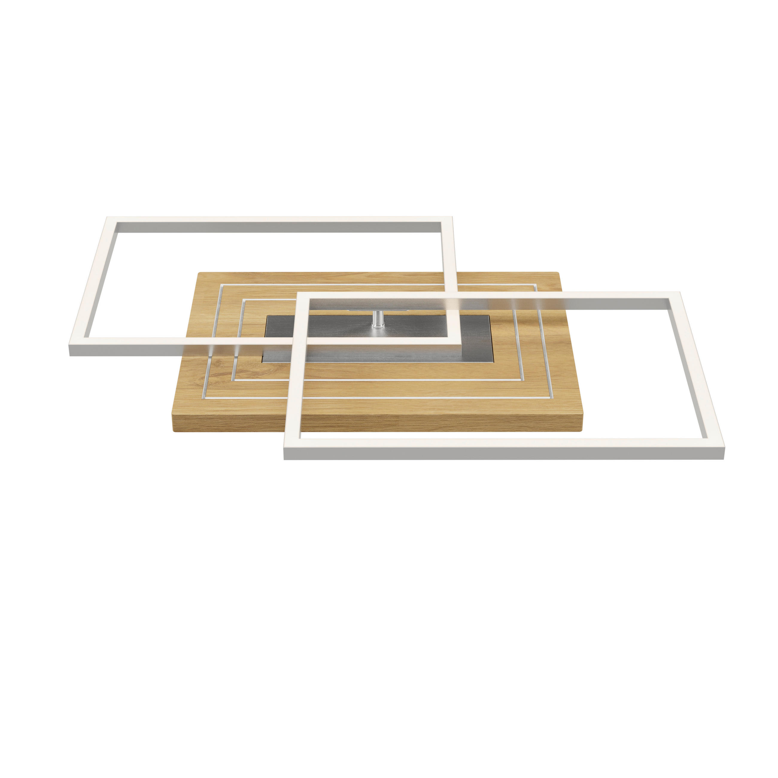 LED-DECKENLEUCHTE Saalbach S 50/42/7 cm   - Silberfarben, Natur, Holz/Metall (50/42/7cm)