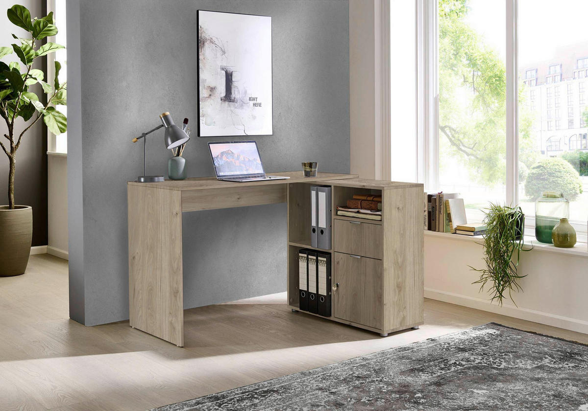 SCHREIBTISCHKOMBINATION Eichefarben  - Eichefarben, MODERN, Holzwerkstoff (110/85/74cm) - MID.YOU