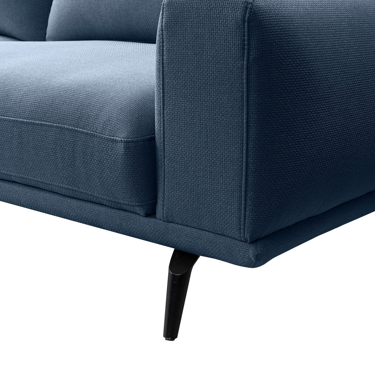2-SITZER-SOFA in Webstoff Dunkelblau  - Schwarz/Dunkelblau, Modern, Textil/Metall (202/89/115cm) - MID.YOU