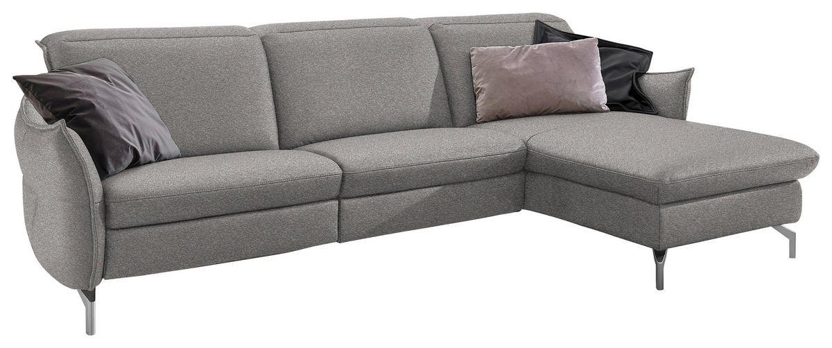 ECKSOFA in Chenille Grau, Weiss  - Weiss/Grau, Modern, Textil/Metall (233/179cm) - Livetastic