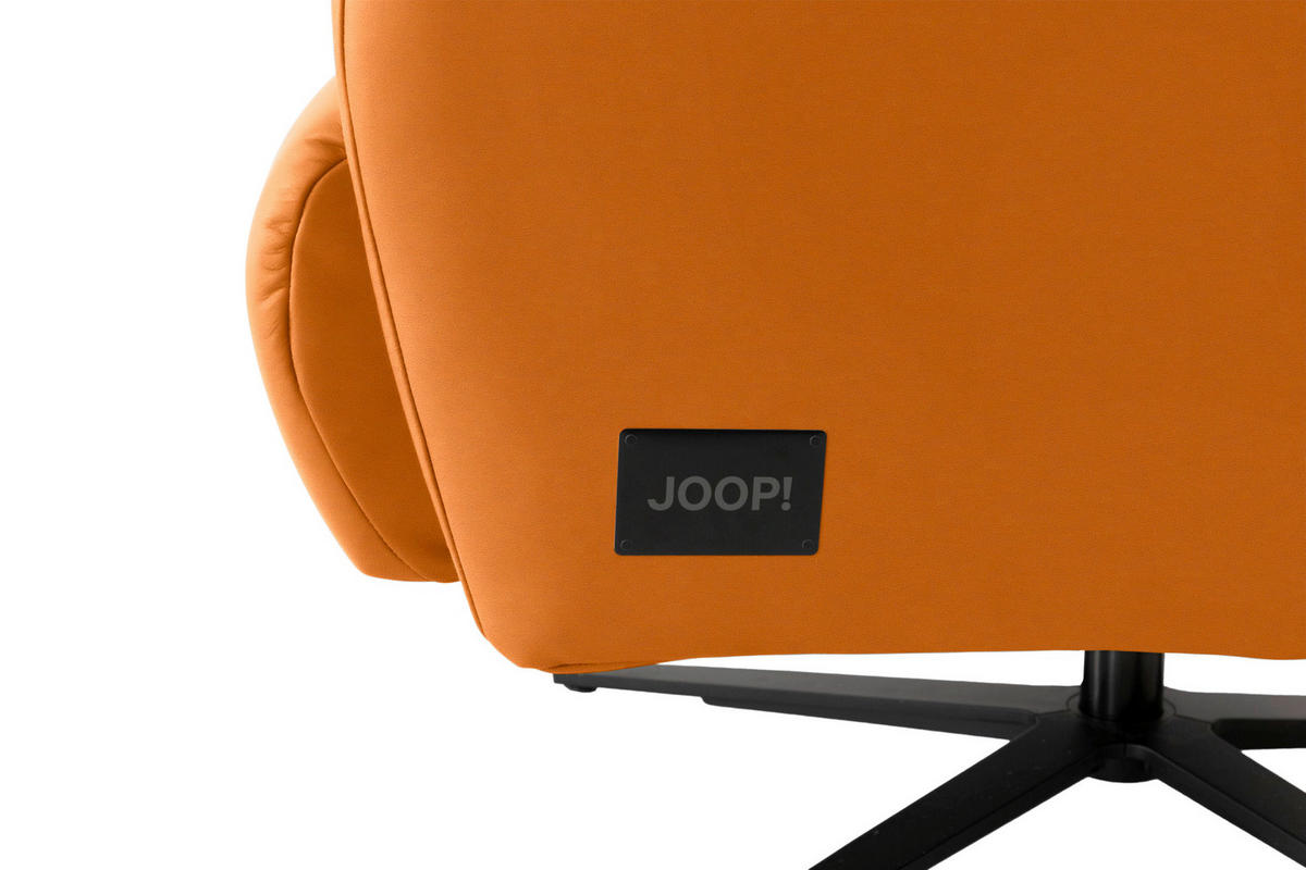 RELAXSESSEL Leder Orange  - Schwarz/Orange, Modern, Leder/Metall (66/110/83cm) - Joop!