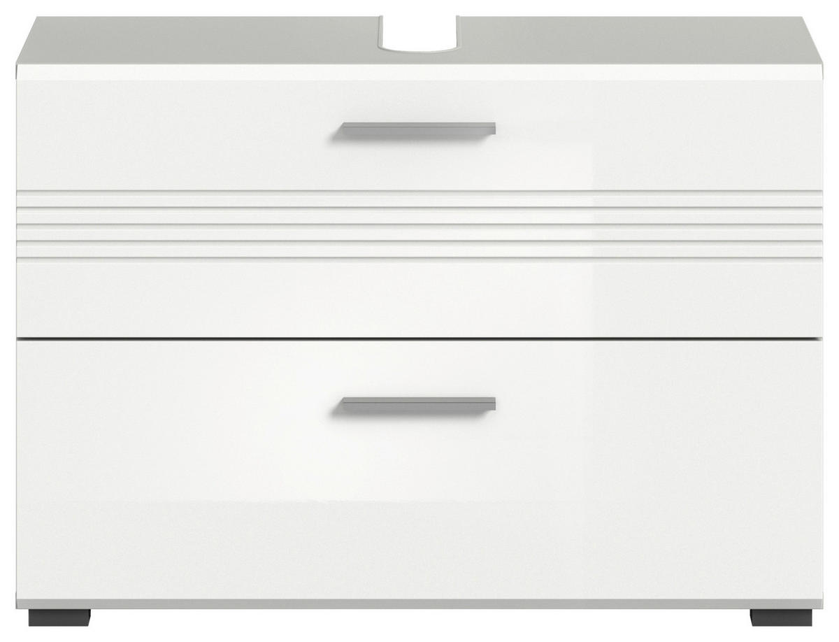 SKŘÍŇKA POD UMYVADLO, bílá, šedá, 80/56/32 cm - šedá/bílá, Moderní, kompozitní dřevo/plast (80/56/32cm) - MID.YOU