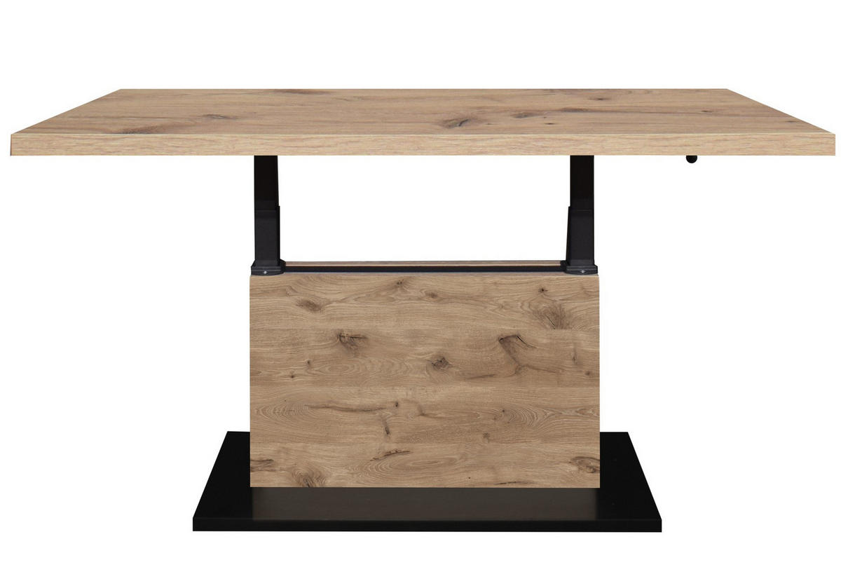 COUCHTISCH Lift rechteckig Schwarz, Eichefarben  - Eichefarben/Schwarz, Design, Holzwerkstoff/Metall (120/55-69/70cm) - MID.YOU