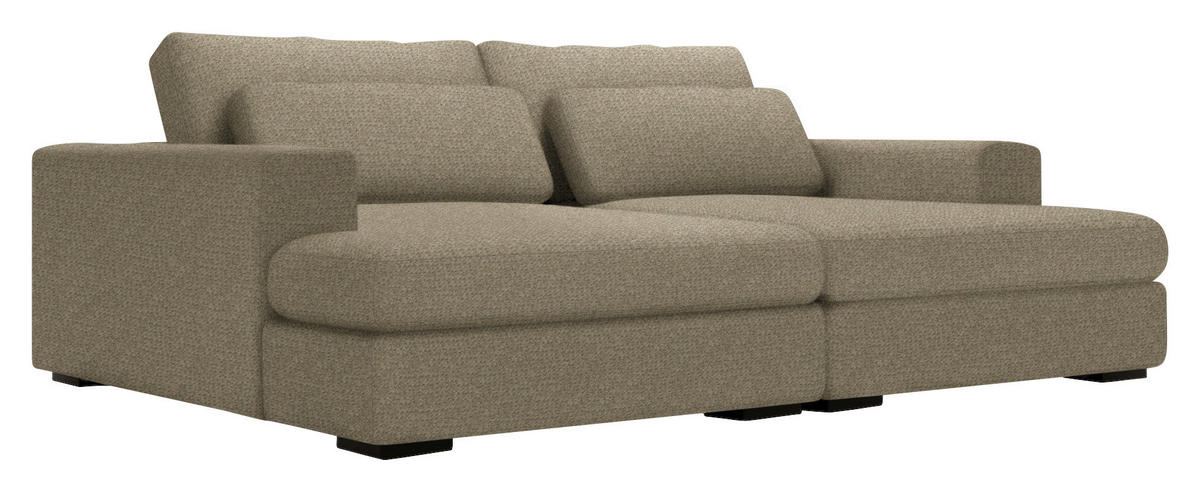 BIGSOFA in Chenille Taupe  - Taupe/Schwarz, Design, Textil (223/80/158cm) - Lomoco