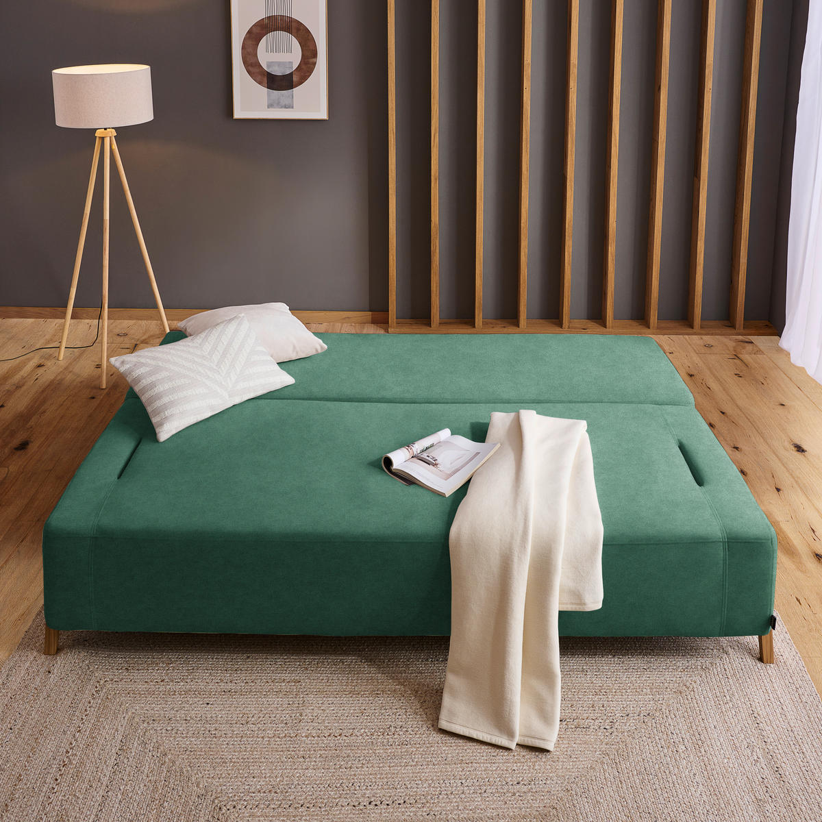 SCHLAFSOFA in Holz, Textil Türkis  - Türkis/Naturfarben, Design, Holz/Textil (211/88/102cm) - Niels Andersson