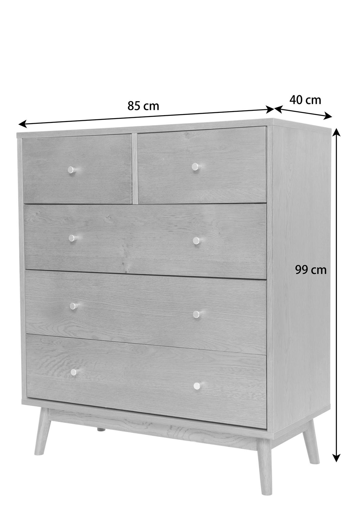 KOMMODE , 85/99/40 cm, 5 Schublade(n)  - Messingfarben/Walnussfarben, Design, Holz/Holzwerkstoff (85/99/40cm) - Livetastic