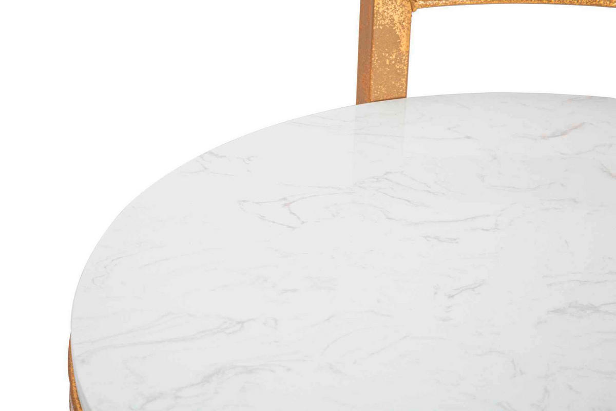 COUCHTISCH Weiß, Goldfarben  - Goldfarben/Weiß, Basics, Stein/Metall (40/50/43cm)