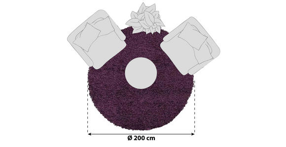 HOCHFLORTEPPICH 200 cm Fashion Shaggy Flieder - Flieder, Basics, Textil (200cm) - Novel