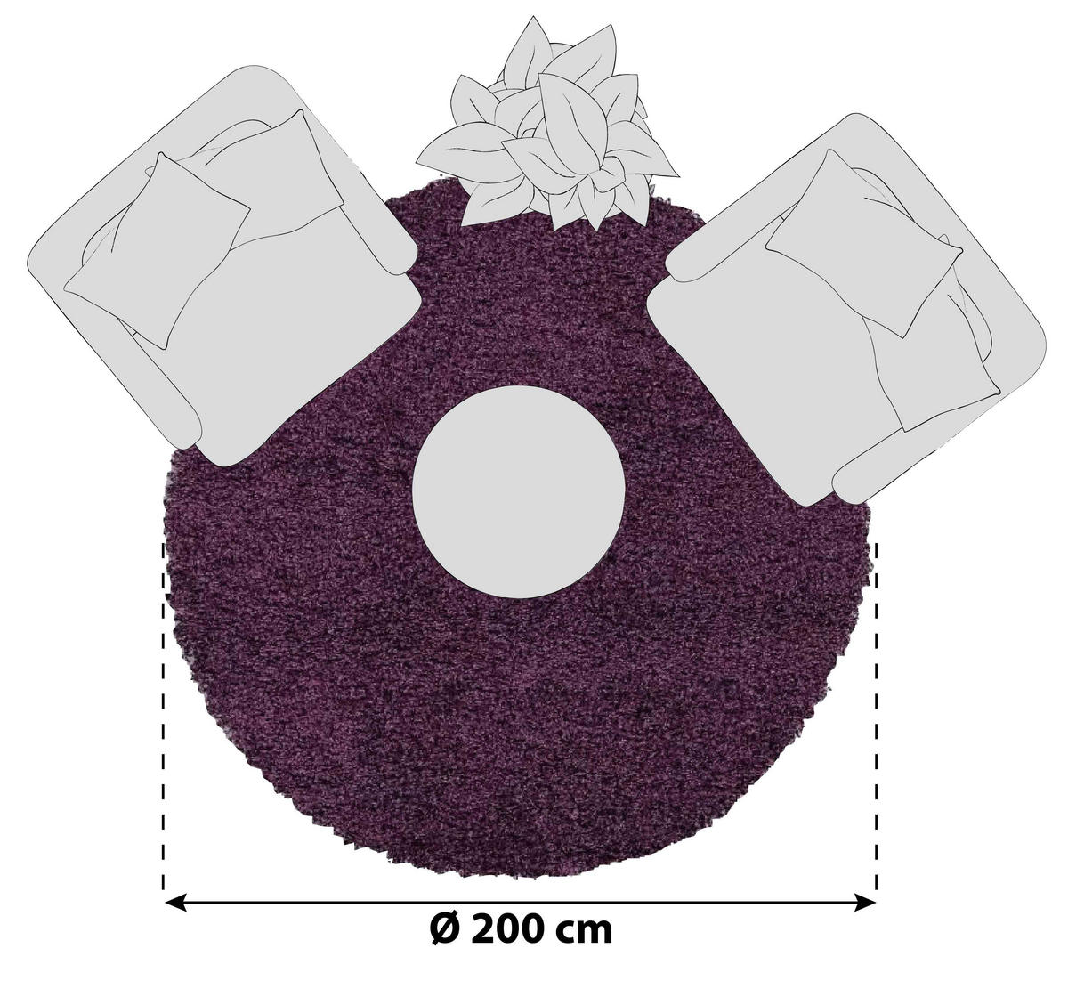HOCHFLORTEPPICH 200 cm Fashion Shaggy Flieder  - Flieder, Basics, Textil (200cm) - Novel